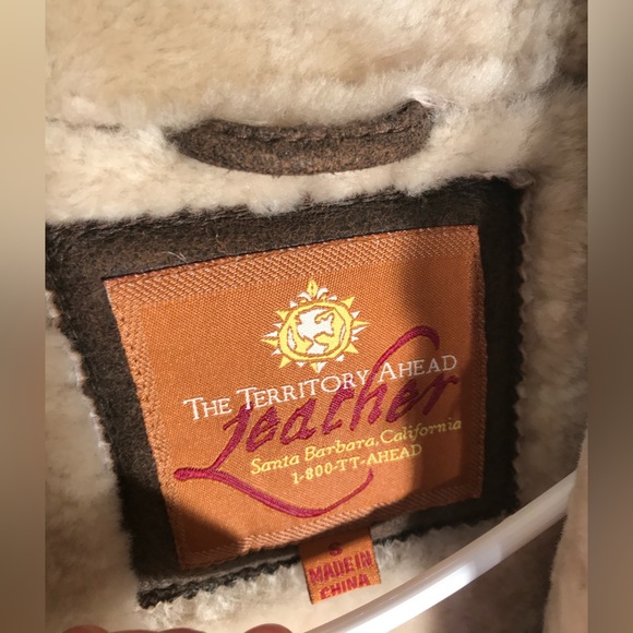 Men’s The Territory Ahead Leather Brown Sherpa Fur Lined Coat Mens Jacket Small - Picture 6 of 15